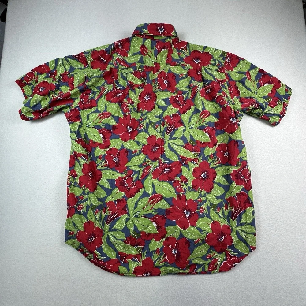 Vintage Banana Republic Shirt Mens Large Red Floral Hawaiian Camp Button Up